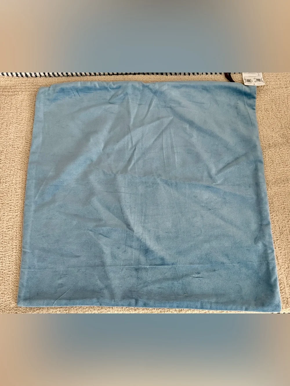 Pottery Barn Icon Velvet Pillow Cover 22x22 Cornflower Blue NWT